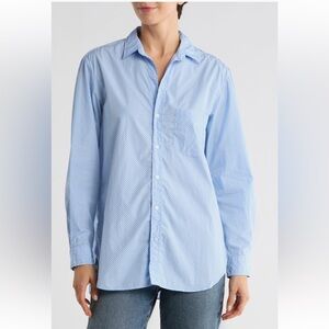 Frank & Eileen Boyfriend Cotton Button-Up Shirt BLUE DOT NEW SZ M